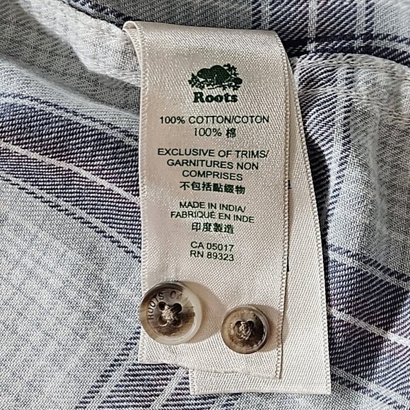 Roots Shirt Womens L Plaid Buttons Cotton LS Campus Gorpcore Western Boho - Picture 13 of 16